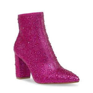 Betsey Johnson Cady Fuchsia Heeled rhinestone Boots size 9
